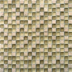 Glass Mosaic Swimming Pool Tile, Beige Marble Glass Mosaic