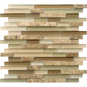 Light Emperador Marble Mix Glass Mosaic, Brown Marble Glass Mosaic