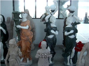 Marble Carved Women Statue, Black Marble Statue