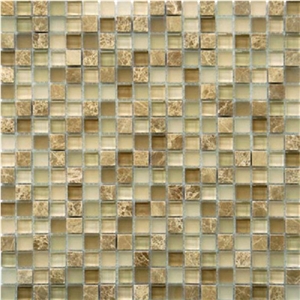 Marble & Glass Mixed Mosaic, Brown Marble Mosaic