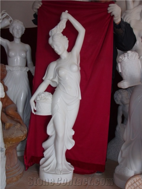 Marble Sculpture Of a Lady, White Marble Sculpture