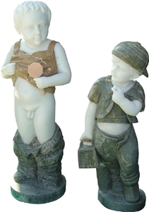 Marble Stone Children Statues
