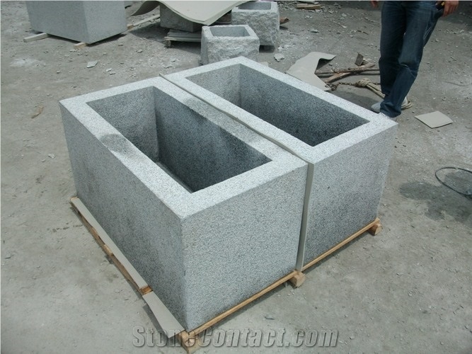 Rectangular Stone Planter, Grey Granite Planter from China 