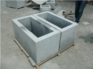 Rectangular Stone Planter, Grey Granite Planter