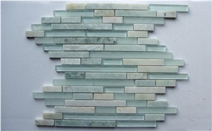 Rhombus Glass Stone Mosaic, Green Marble Mosaic