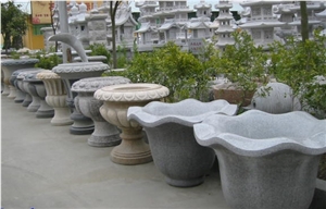 Stone Flower Pots and Planters, Grey Granite Flower Pots