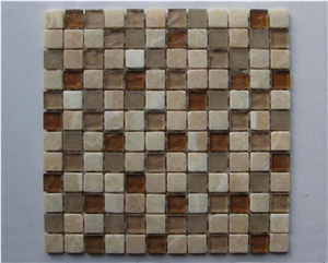 Stone Mix Glass Mosaic, Brown Marble Glass Mosaic