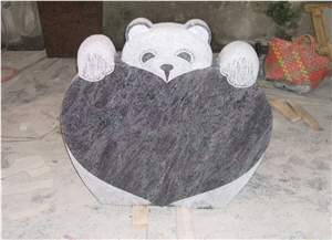 Teddy Bear Headstone, Lilac Granite Headstone