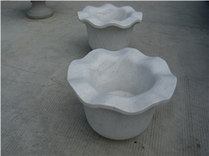 White Marble Flower Pot