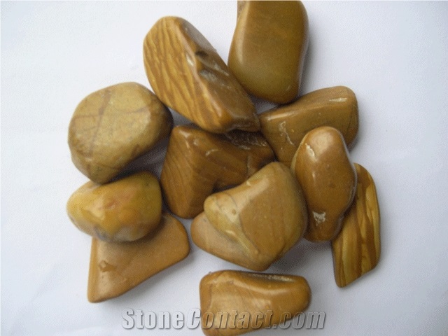 Yellow Wooden Pebble Stone,Yellow Sandstone Pebble Stone