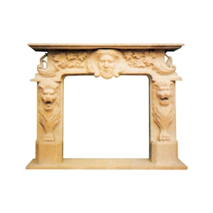 Fireplace 002, Yellow Marble Fireplace