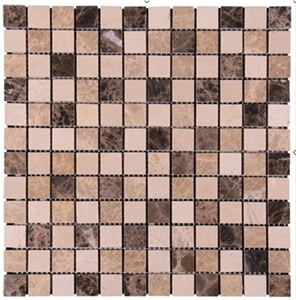 Brown and Beige Color Marble Mosaic, Light Emperador&Dark Emperador &Crema Marfil Marble Mosaic