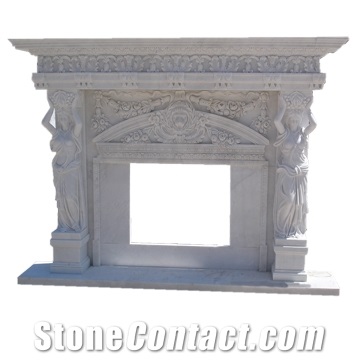 Popular Style Firplace Mantel, White Marble Fireplace
