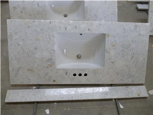YUANDA White Quartz Artificial Stone Bathroom Countertops