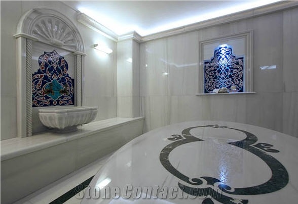 Turkish Bath - Hammam, Marmara White Marble Bath Design
