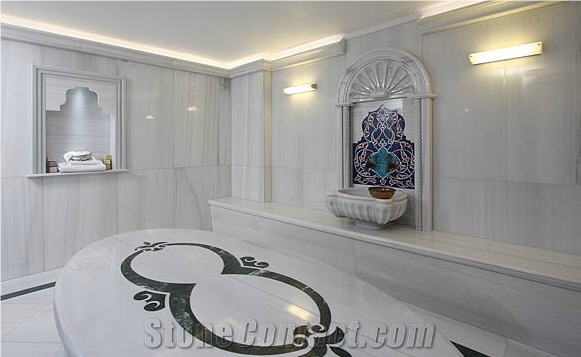 Turkish Bath - Hammam, Marmara White Marble Bath Design