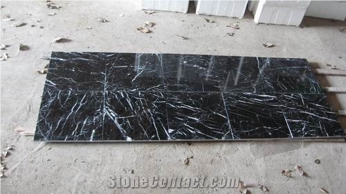 Nero Marquina Marble, Black with White Veins Marble Tiles