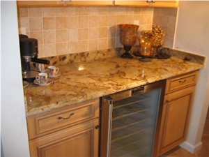 Juparana Cascadura Kitchen Countertop, Yellow Granite Kitchen Countertops