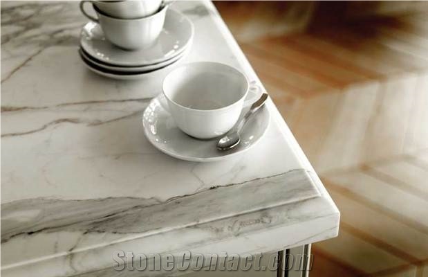 Arabescato Cervaiole Kitchen Countertop, White Marble