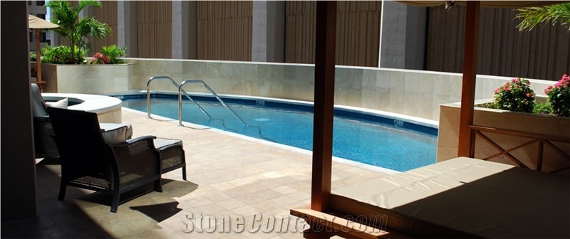 Honed Filled Beige Travertine Pool Coping