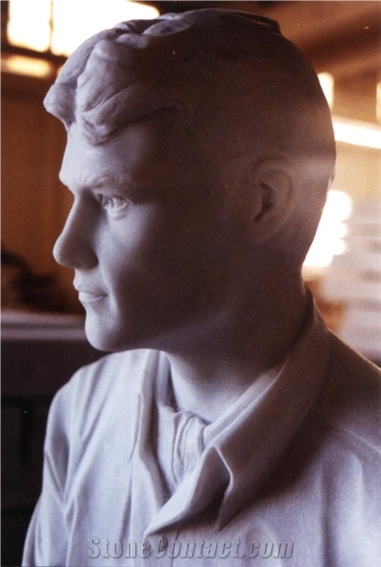 Blanco Ibiza Marble Sculpture, Head Statue, White Marble