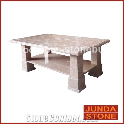 Jade Shell Marble Desk, Jude Shell Pink Marble Furniture