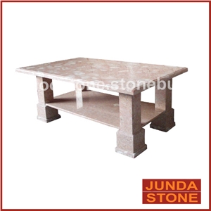Jade Shell Marble Desk, Jude Shell Pink Marble Furniture
