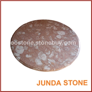 Marbel Round Table, Jude Shell Pink Marble Tabletops