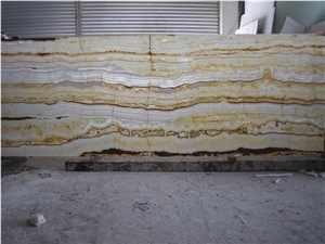 Golden Cream Onyx Glass Panel (J21)