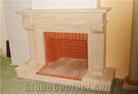 Creme Rocco Limestone Fireplace Beige Limestone Fireplace From