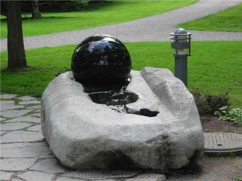 Ball Water Feature, Black Marble Water Features