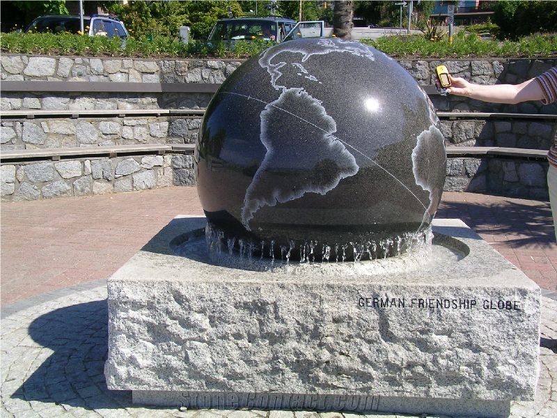 Black Granite Floating Ball Fountain