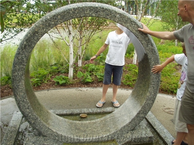 Granite Fountain Wheel, Grey Granite Fountain