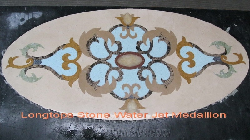 Watet Jet Medalion Oval Design, Multicolor Natural Marble Medallion