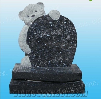 Blue Pearl Granite Gravestone in Teddy Bear Design, Teddy Bear Headstone, Teddy Bear Gravestone