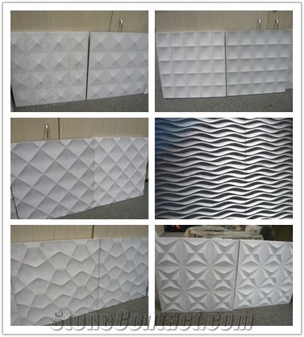 Gray Marble Cnc Walling, Grey Marble Walling-3d Bakground Wall Cystalized Stone Wallings-Acided Finished Panels-Facades-Decorated Tils
