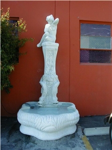 Naked Lady Stone Fountain, White Marble Fountain