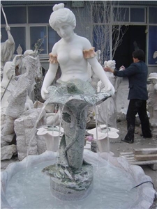 White Marble Sculptured Fountain