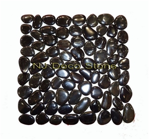 Black Pebble Tile Mosaic, Pebble Black Marble Mosaic