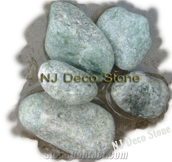Green Pebble Stone, Green Marble Cobble, Pavers