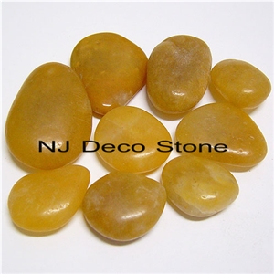 Polished Pebble Stone Yellow Pebble Golden, Pebble Yellow Onyx Polished Pebble