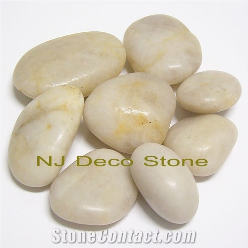 White Pebble Polished River Stone, Pebble White Marble River Stone