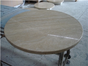 Prefabricated Beige Travertine Round Table Tops