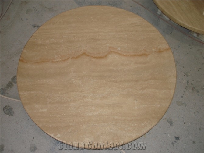 Prefabricated Beige Travertine Round Table Tops