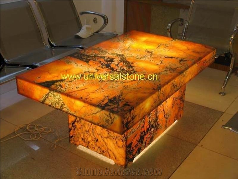 Backlit Afterglow Onyx Glass Table