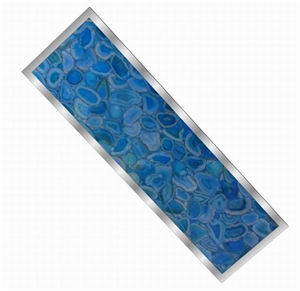 Backlit Blue Agate Glass Panel(J130)