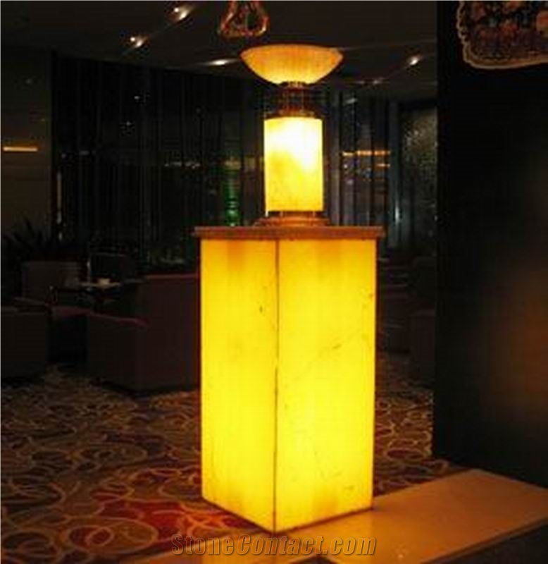 Backlit Honey Onyx Glass Lamp Box