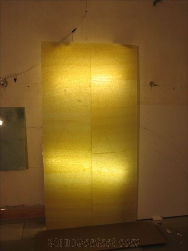 Backlit Honey Onyx Glass Lamp Box