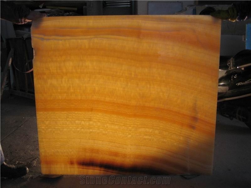 Backlit Honey Onyx Glass Slabs