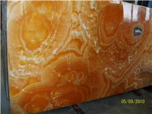Backlit Orange Onyx Glass Kitchen Countertop